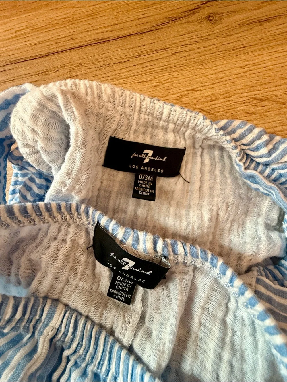 7 For All Mankind Baby 0-3M Blue Striped 2pc Set